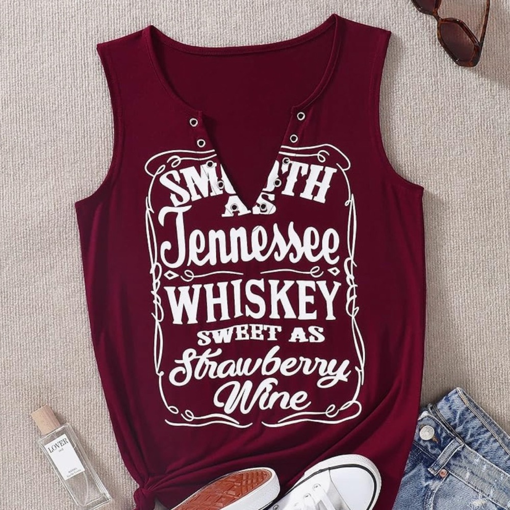 Women's Burgundy Graphic Tank Top